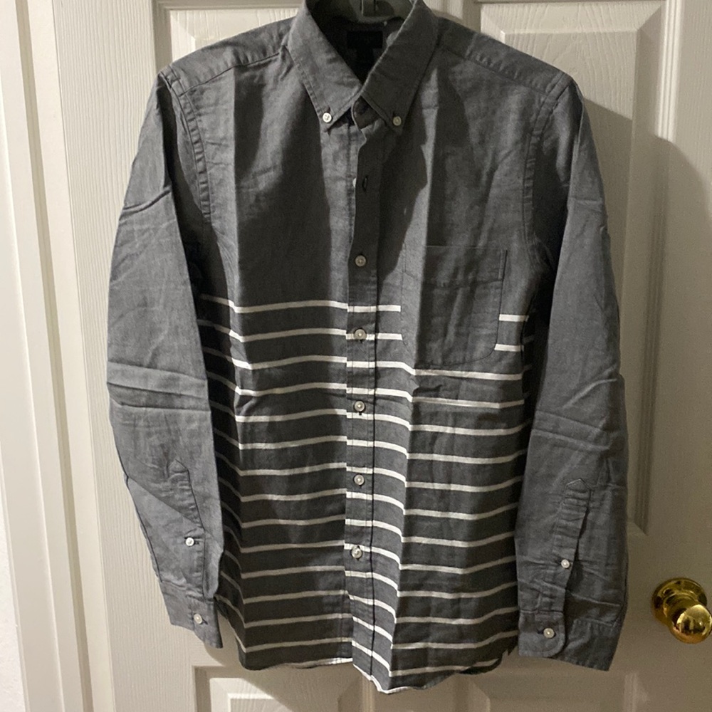 JCREW mens dress button down shirt gray small
